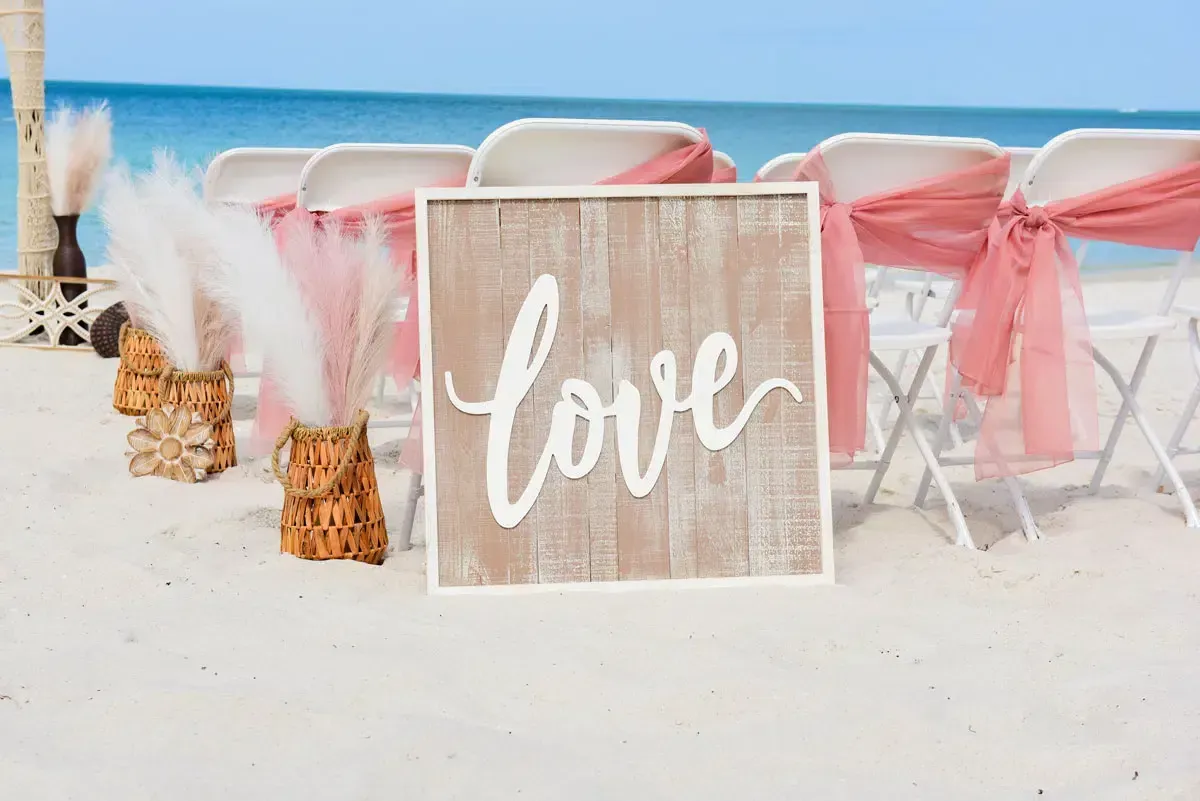 Beach wedding setup with