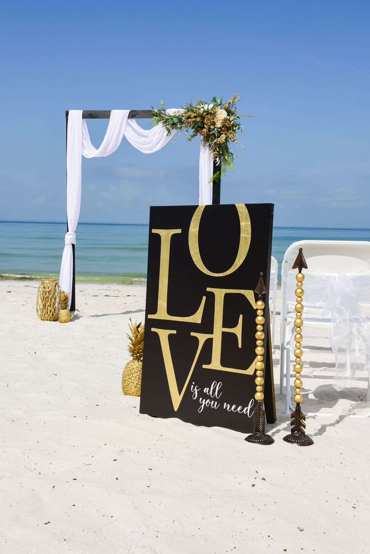 Beach wedding setup with 