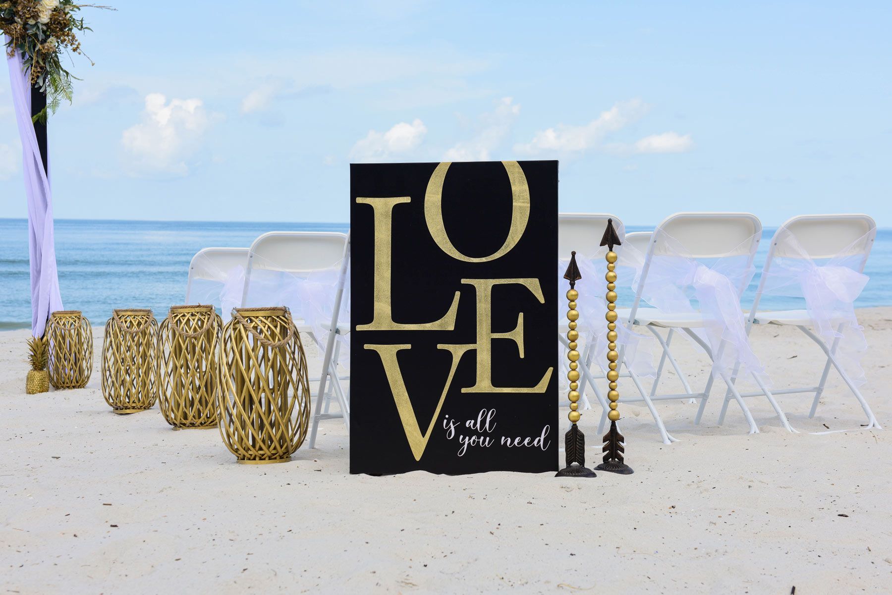 Beach wedding setup with