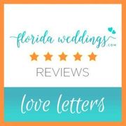 The logo for florida weddings reviews love letters