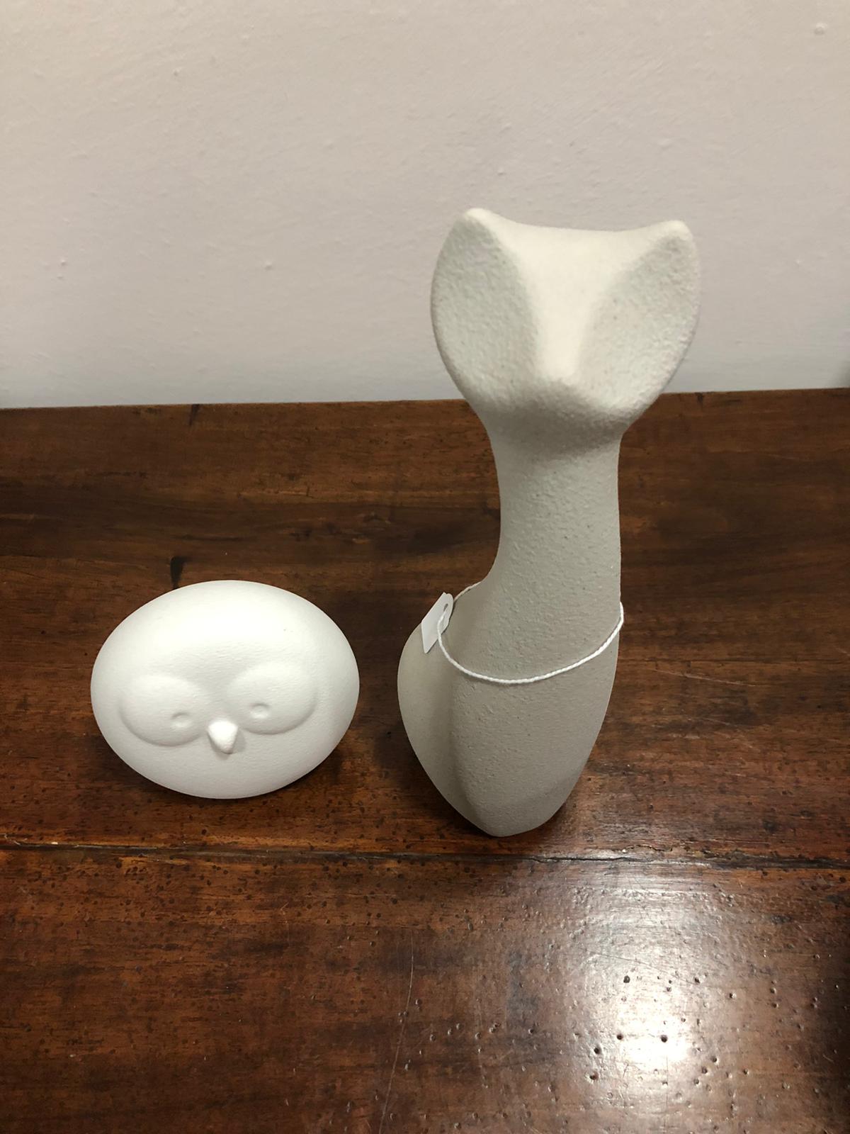 Lineasette Ceramiche gufo e gatto