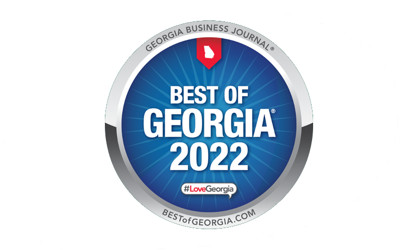 a blue and silver badge that says best of georgia 2022