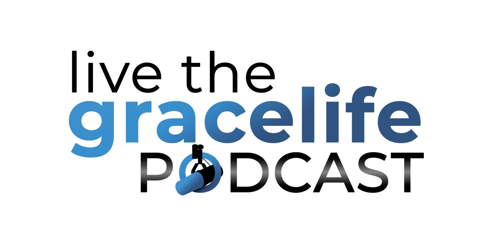 the logo for live the gracelife is blue and white with a speech bubble .