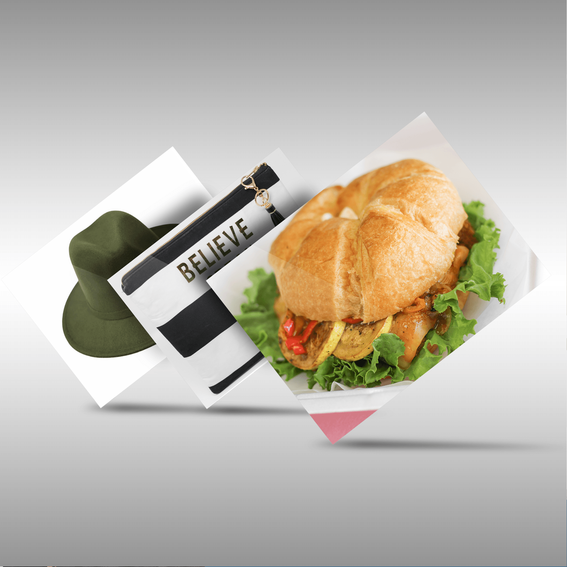 a picture of a sandwich with the word believe on it