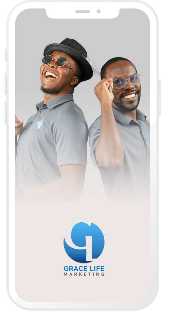 two men are standing next to each other on a cell phone .