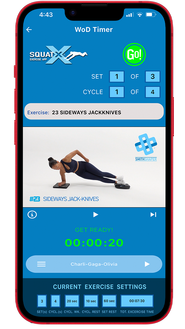SQUATX EXERCISE APP Timer Screen