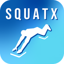 a blue square with SQUATX written on it is the primary icon for the SQUATX Exercise App used for all 85+ SmithShaper exercises.