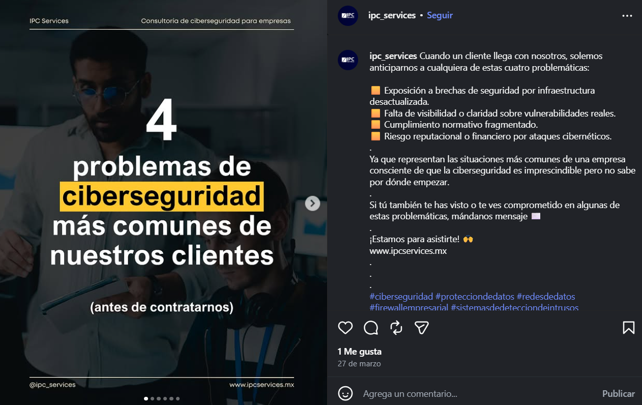 Ejemplo de contenido para una industria b2b.