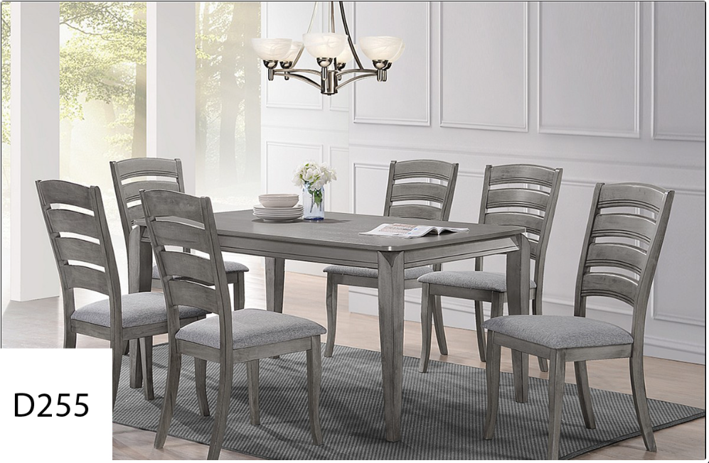 A dining room with a table and chairs and a chandelier.