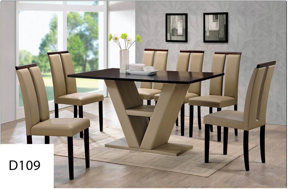 A picture of a dining room set with the number d109 on the bottom