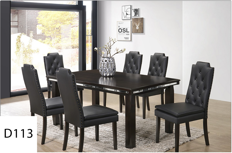 A dining room table and chairs with the number d113 on the bottom