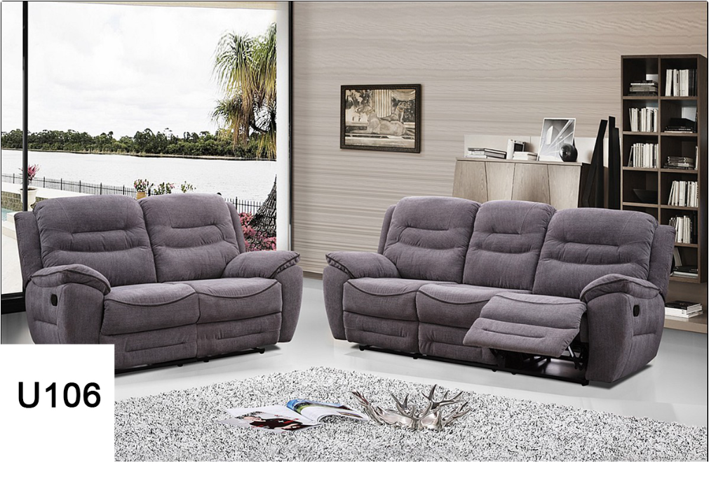 A living room with a couch that has the number 106 on it