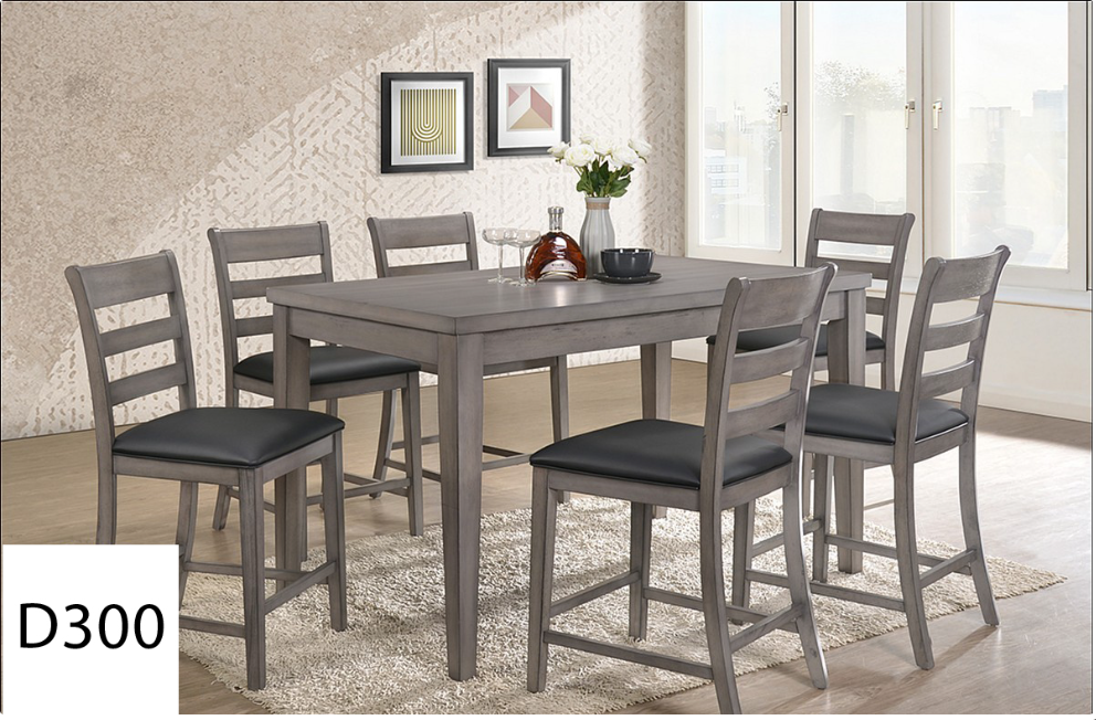 A dining room with a table and chairs and a rug.