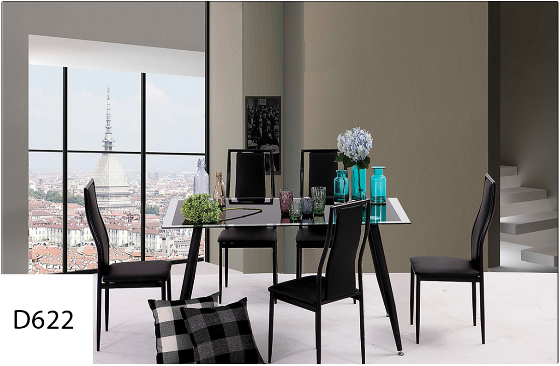 A picture of a dining room with a table and chairs