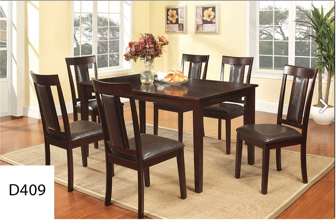 A picture of a dining room set with the number d409
