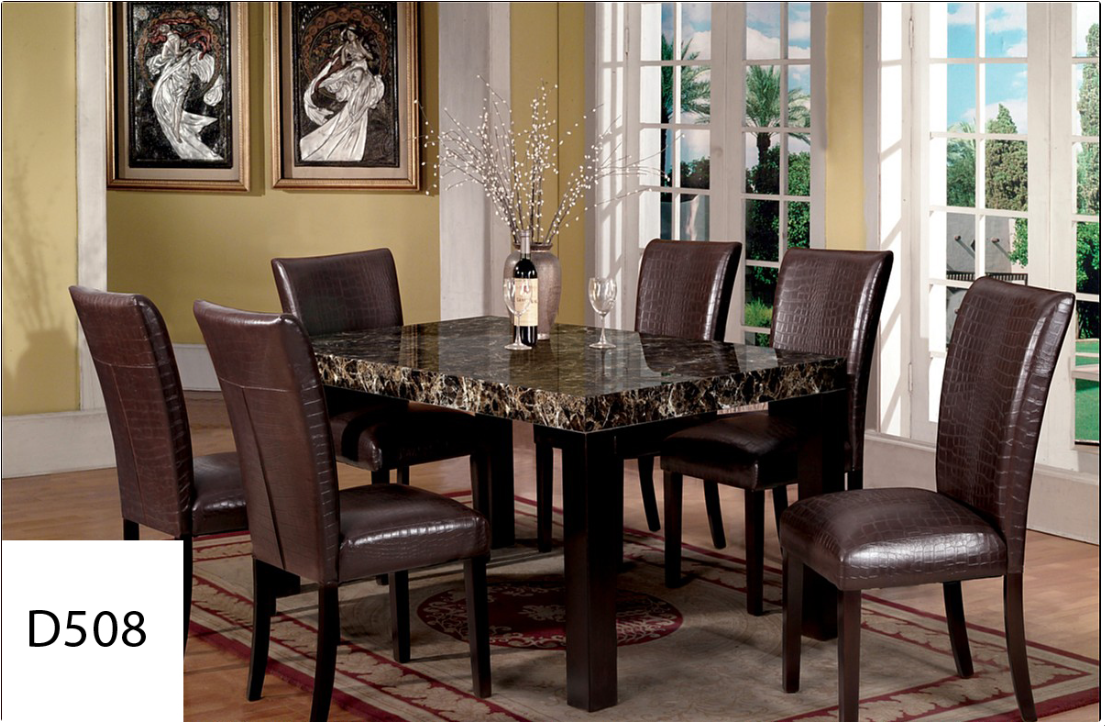 A picture of a dining room table and chairs with the number d508 on the bottom