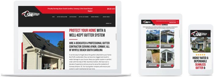snl seamless gutter company duda web design example