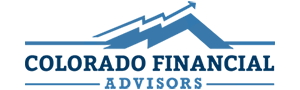 The logo for colorado financial advisors is blue and white