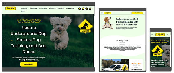 dog safety fence service website by ayni media