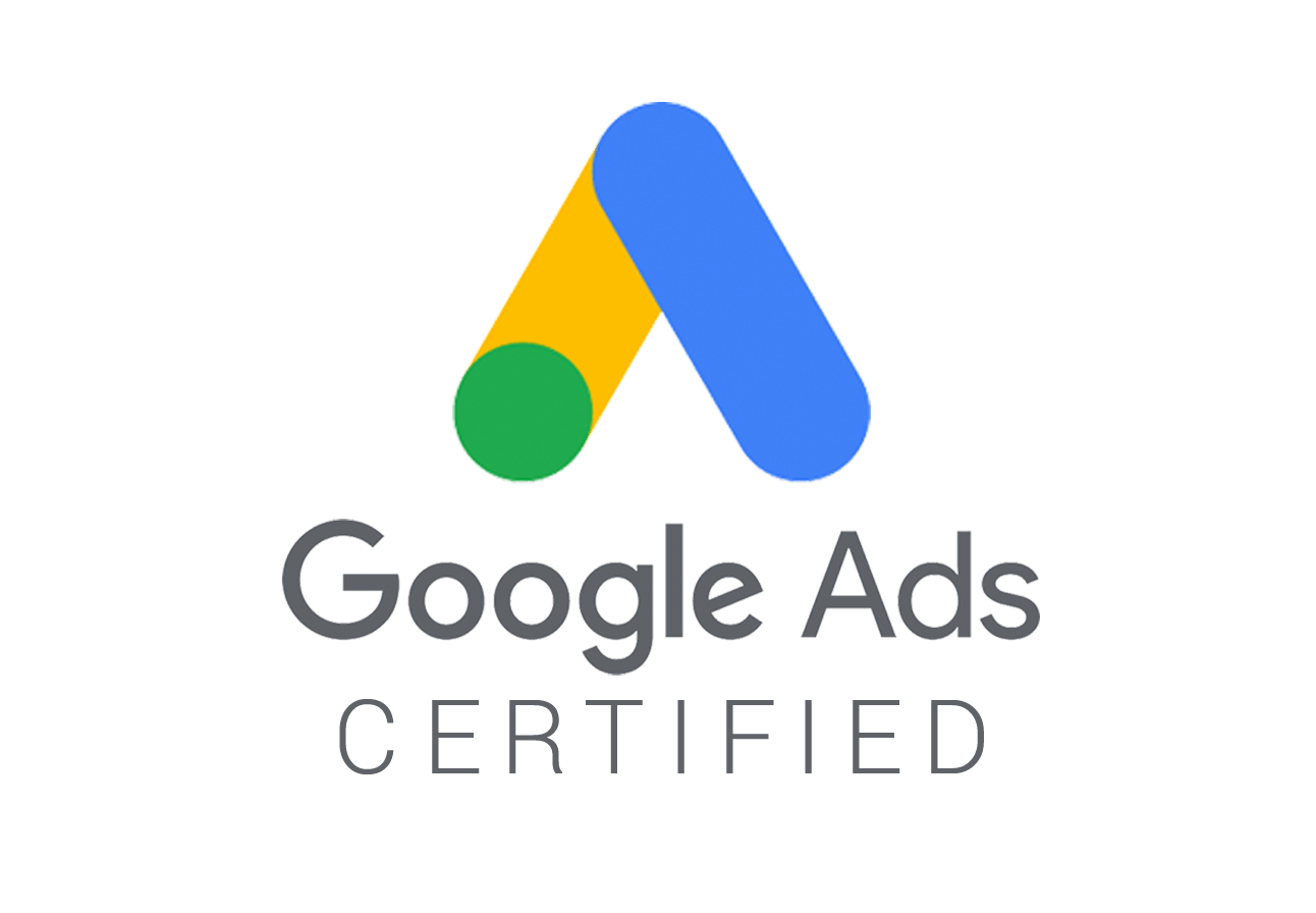 The google ads certified logo is on a white background.