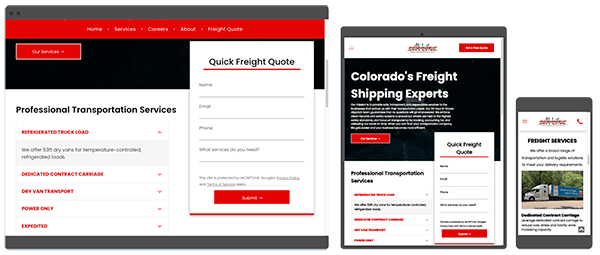 freight and transportation website by ayni media