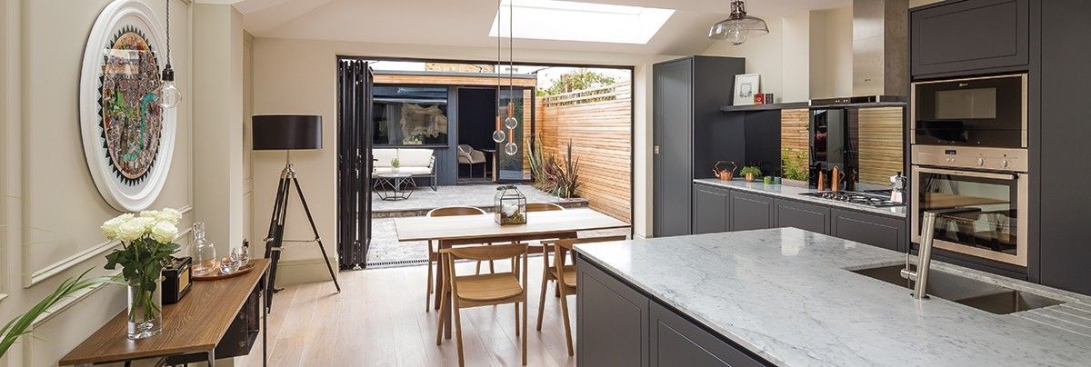 Victorian terraced house undergoing home renovation in London with scaffolding