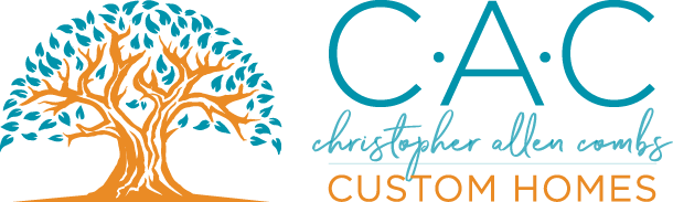 The logo for christopher allen combs custom homes has a tree on it.