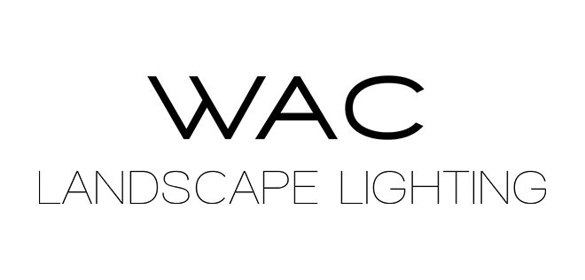 A black and white logo for wac landscape lighting.