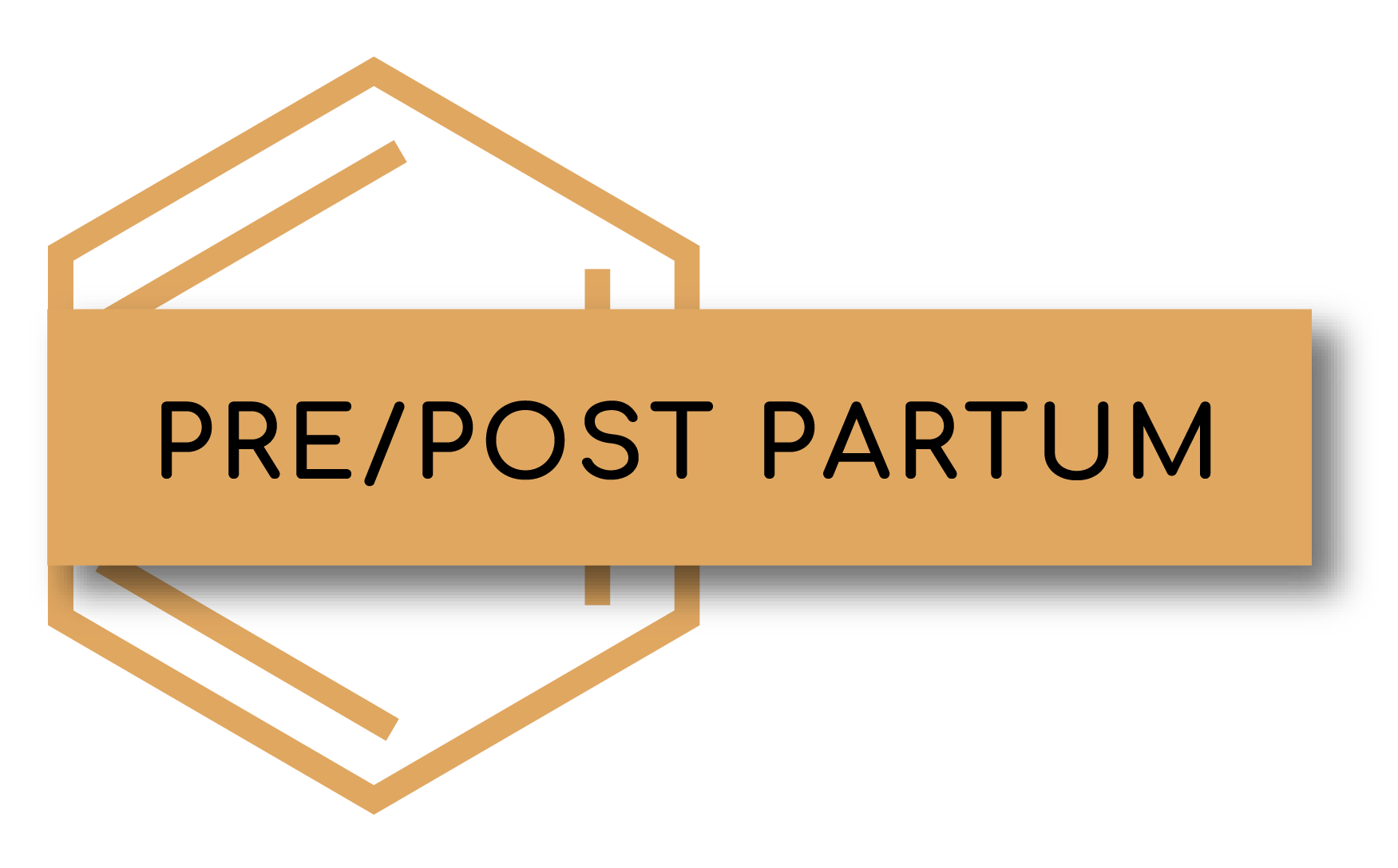 A sign that says pre / post partum on a white background.