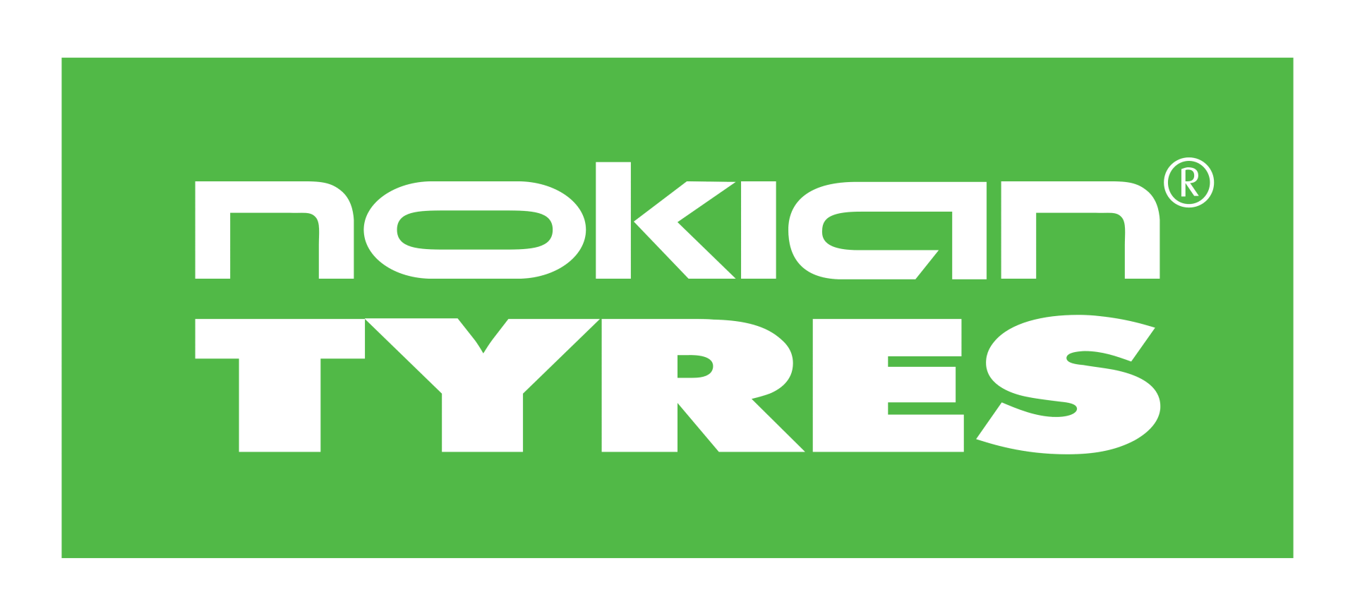 Le logo des pneus Nokia est vert et blanc.