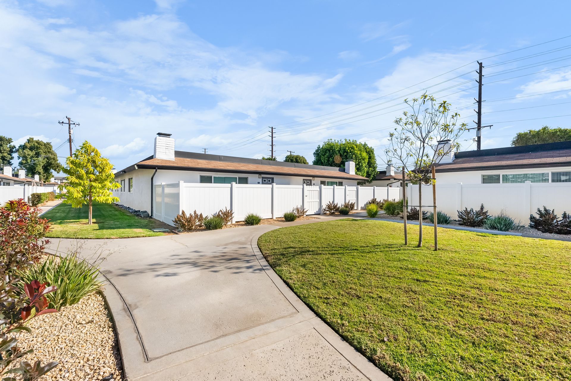 pathway to single story building home