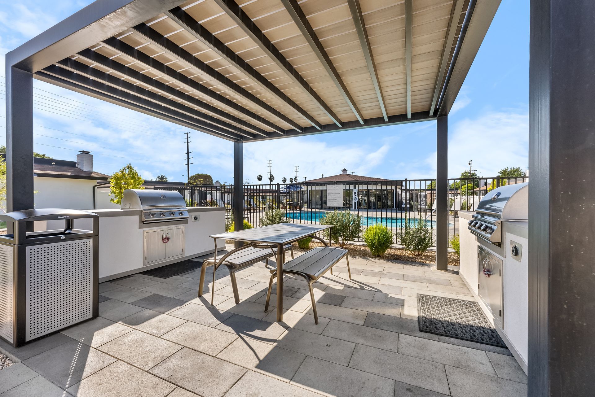 Canopy and picnic tables