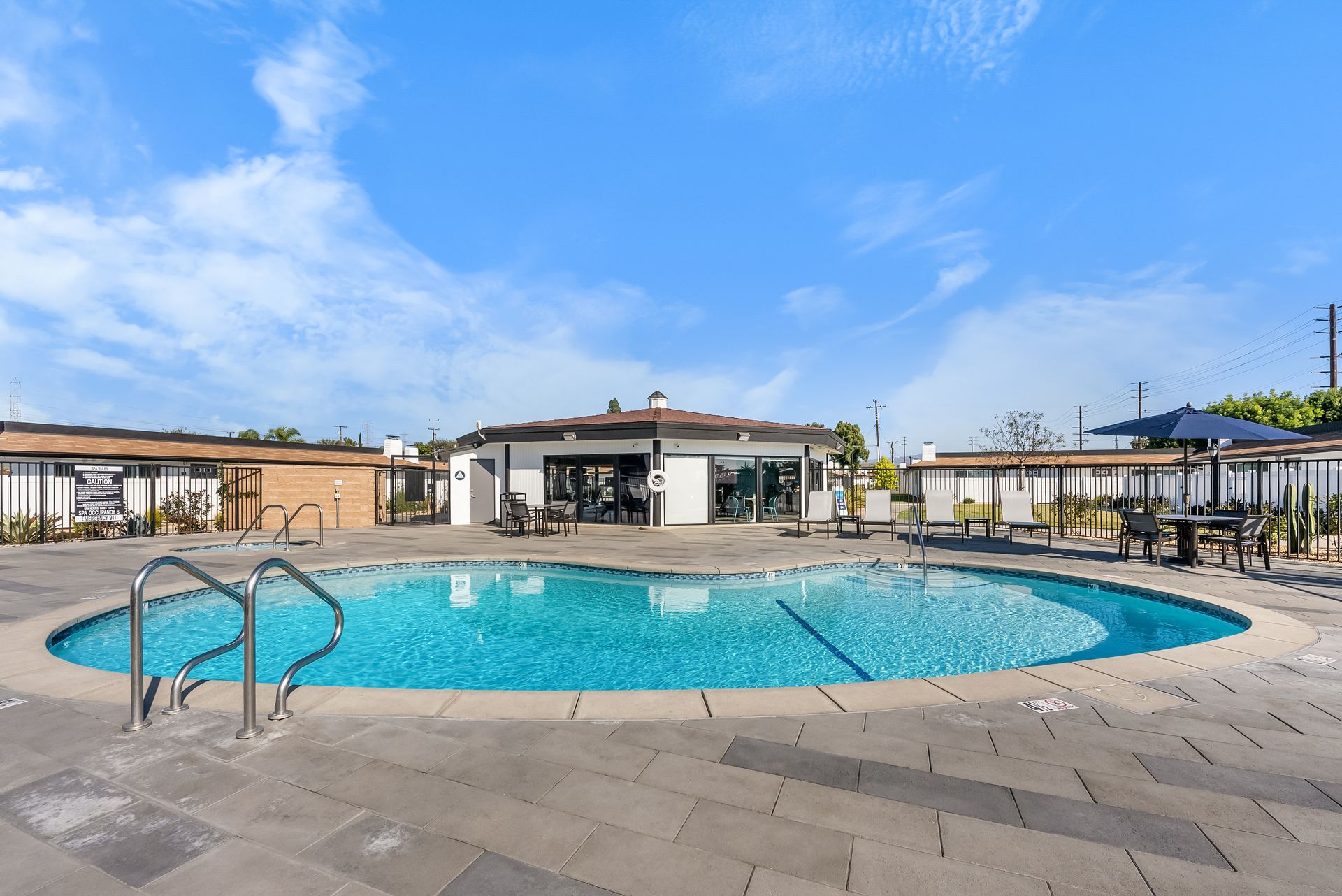 pool with building behind