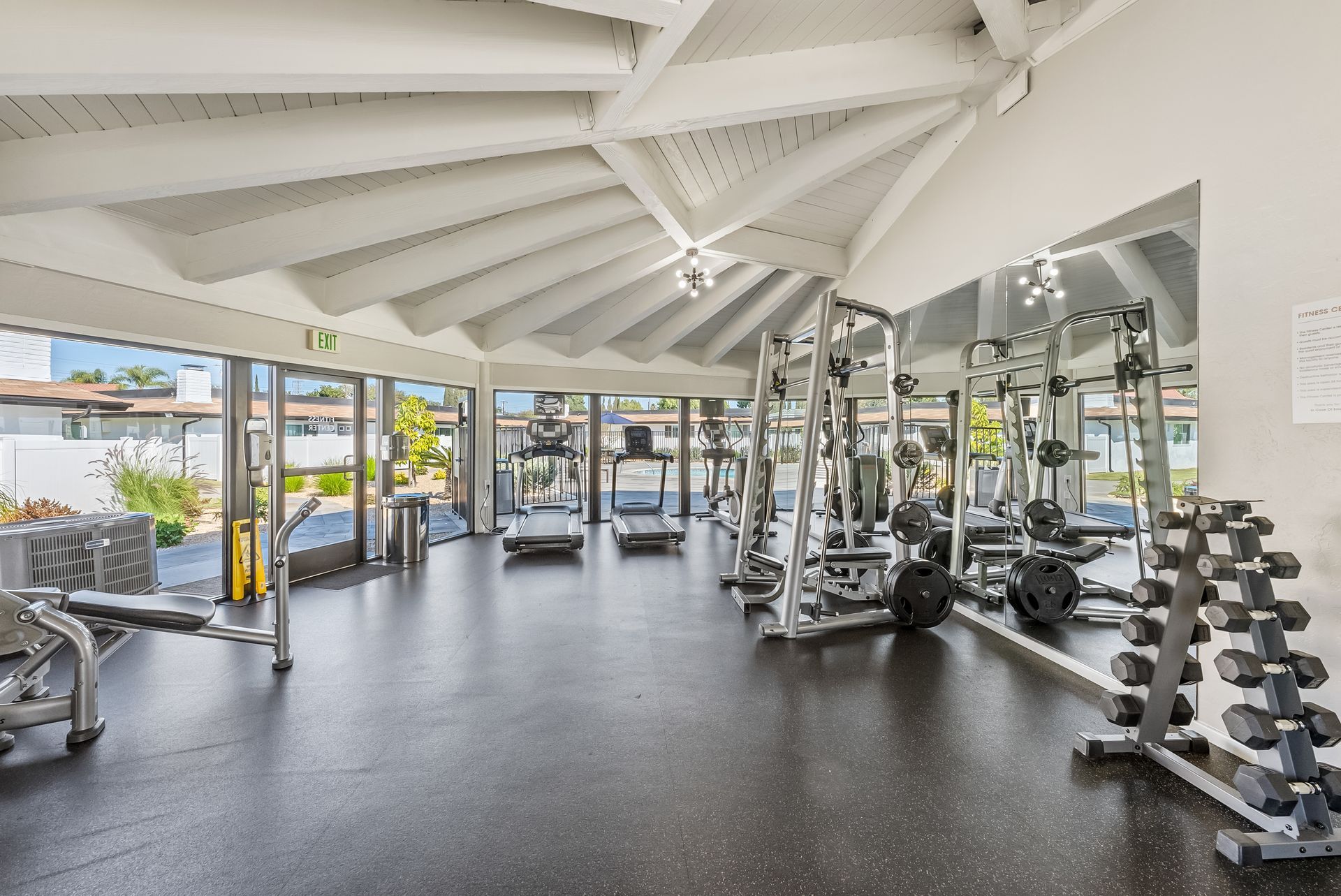 gym with weights and cardio equipment