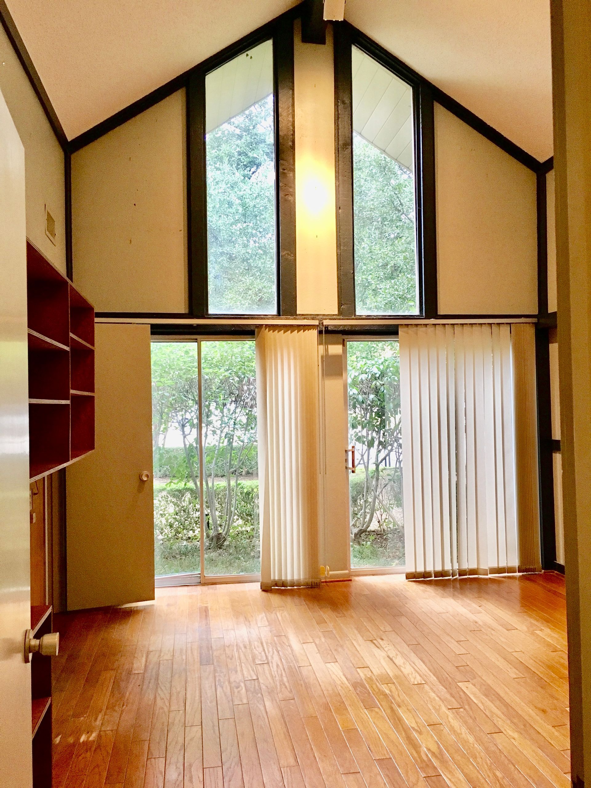 Home office in Southlake, Tx awaiting total renovation by Night 'N' Day Construction, including structural changes to the front windows and doors.