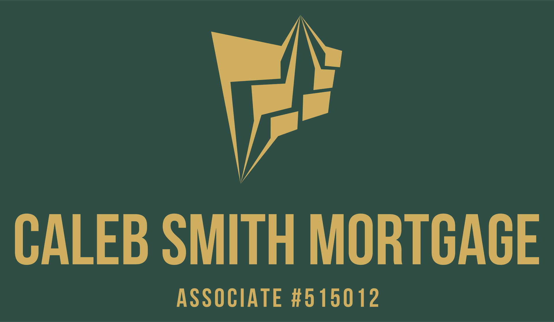 Gold geometric logo above the text