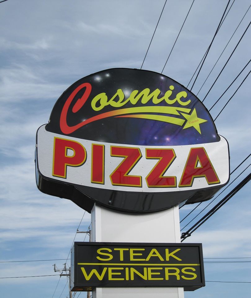 Cosmic Pizza Signboard — Warwick, RI — Cosmic Pizza & Wieners
