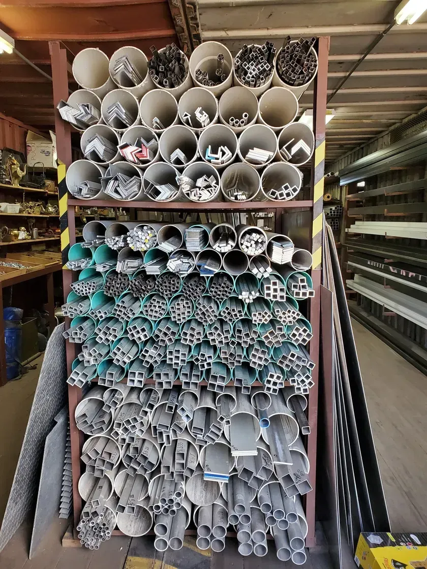 A warehouse filled with lots of pipes and fittings.