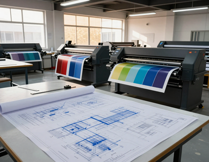 Área de impresión y revisión de trabajos de gran formato
