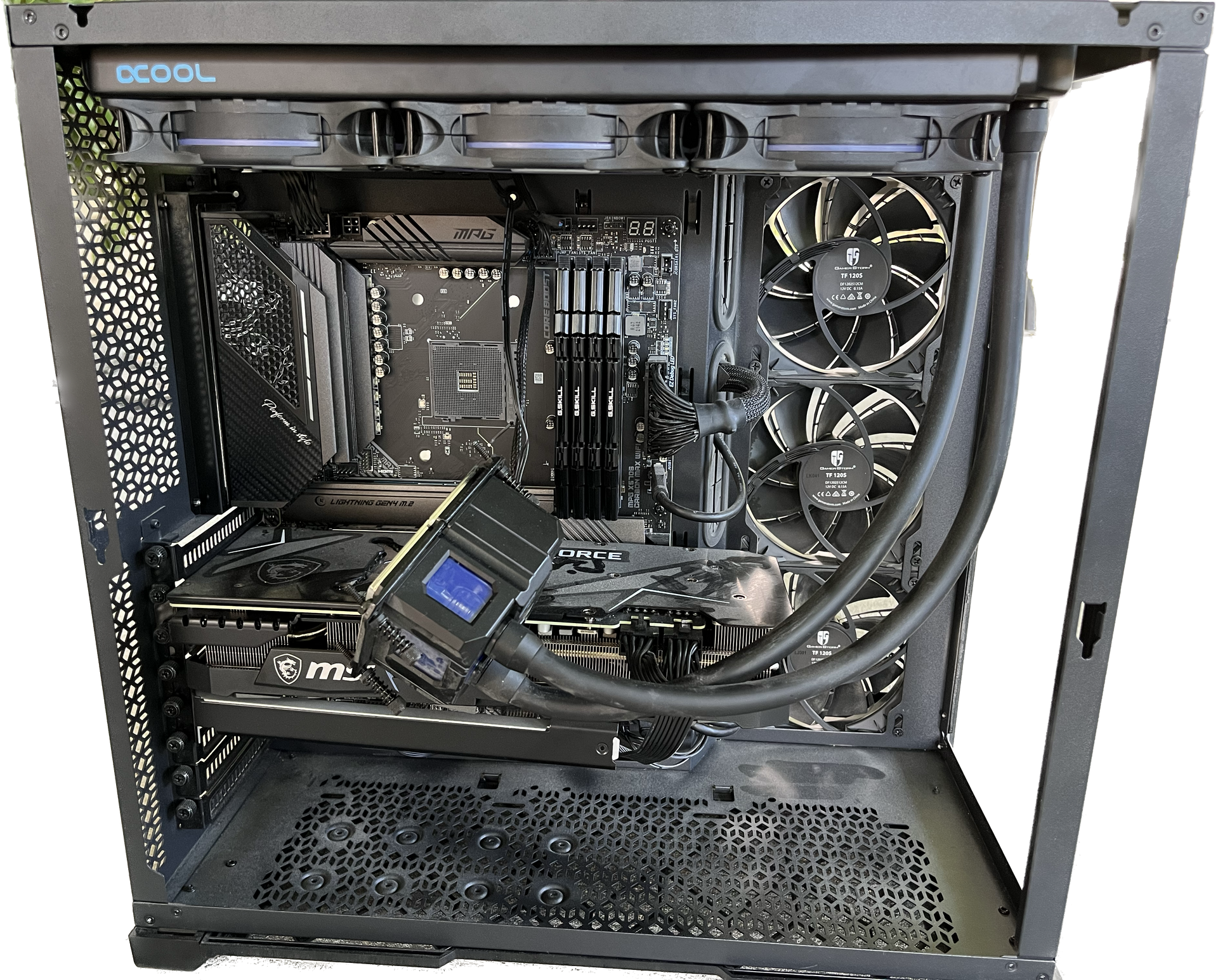 image of gaming desktop pc with components already installed during custom build