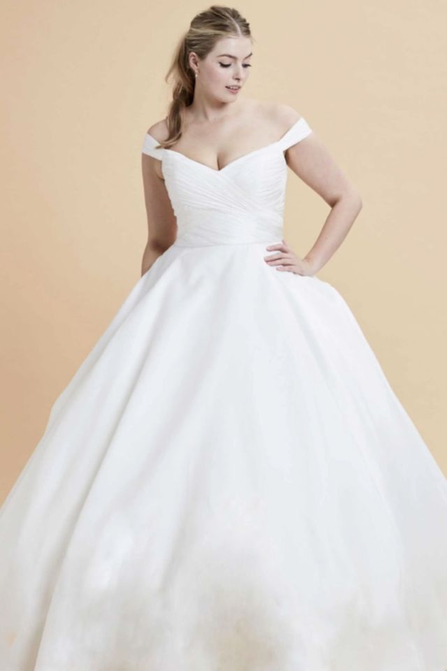 slim fit dress slacks Plus Size The Amara Wedding Gown, White, 14