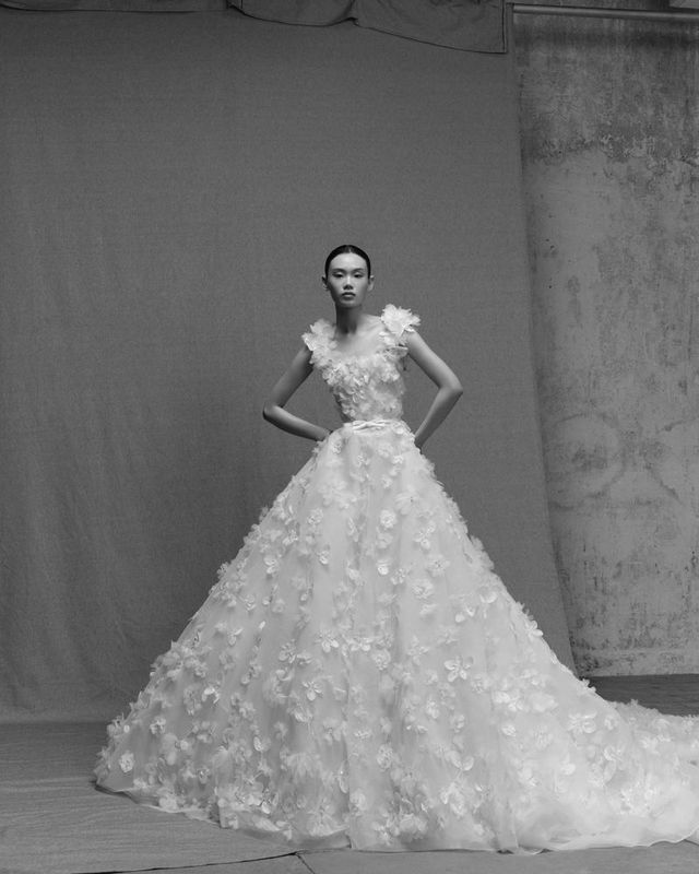 Elie Saab Bridal 2026 Collection: 3D Florals, Structured Bodices, Layered  Lace & Exaggerated Ballgowns