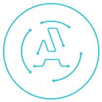 Teal circular logo with an abstract "A" shaped by lines and dots, reading "ALL AROUND TECHNOLOGIES LLC" around the border.