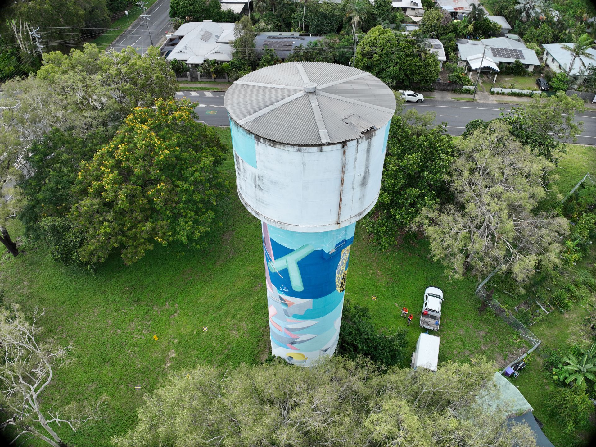 A drone based inspection of water tower— Tailored Spatial Solutions in Cairns City, QLD