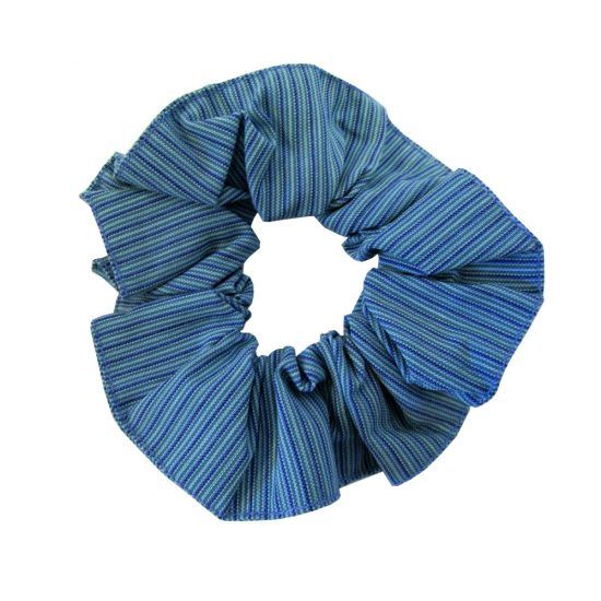Blue striped scrunchie.