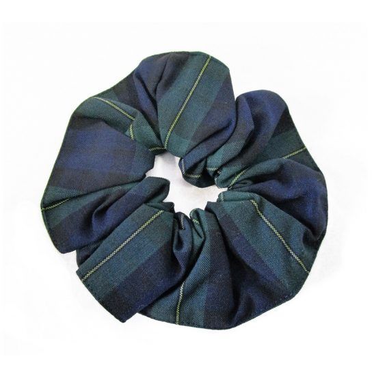 Blue and green plaid scrunchie.