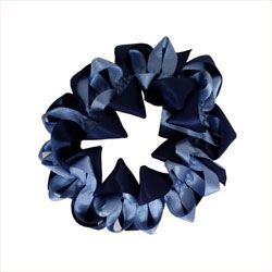 Navy and light blue satin scrunchie.