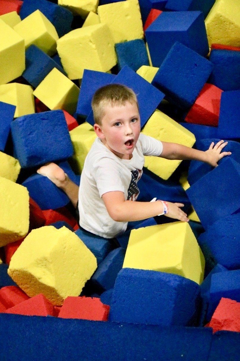 Boy Playing on Foams