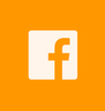 a white facebook logo on an orange background .