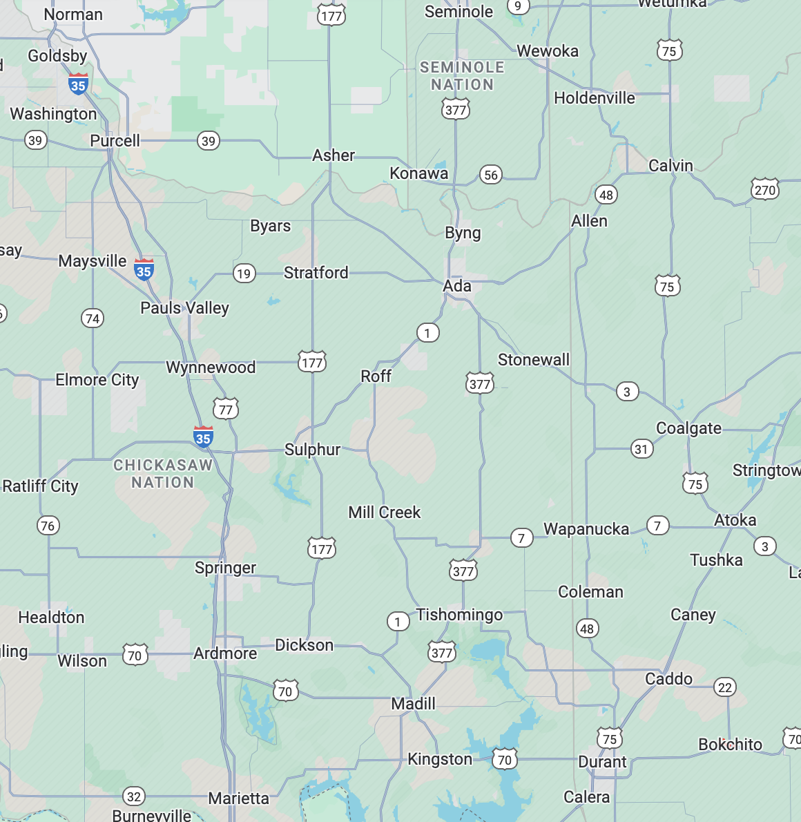 GM Area Of Service Map - Oklahoma